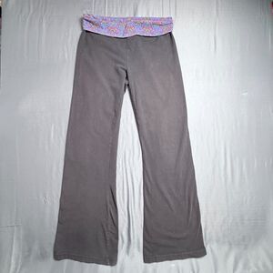 Aerie Slim Gym Flare Womens Large Black Leggings with Multi Color Fold High Rise